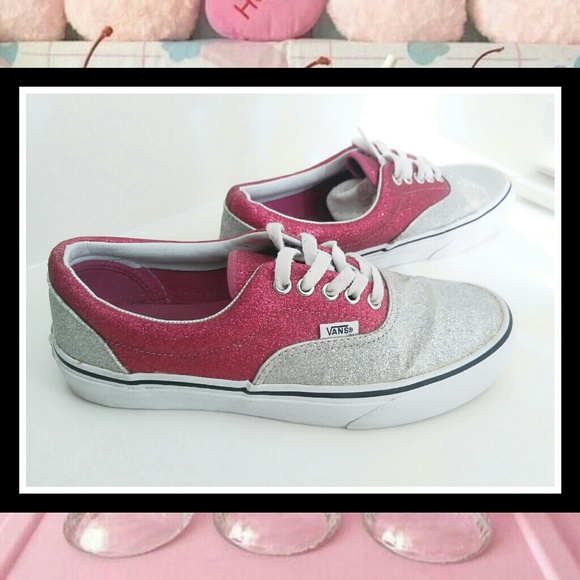 Vans Shoes - VANS Pink & Silver Glitter Authentic Skate Shoes